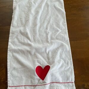 White Towel with Red Heart Accent